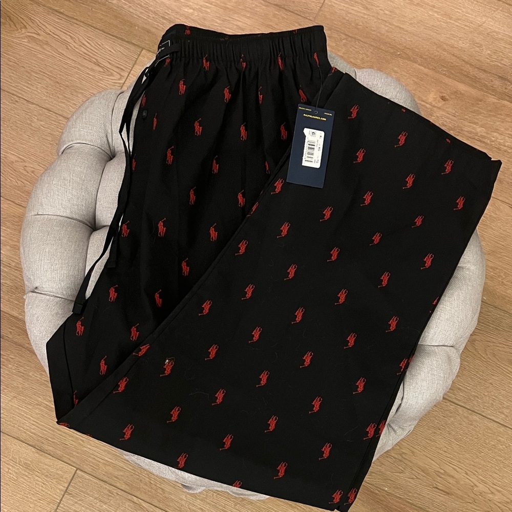 Polo Ralph Lauren Black Pajama Pants with Red Logo Men’s XL - Picture 2 of 8